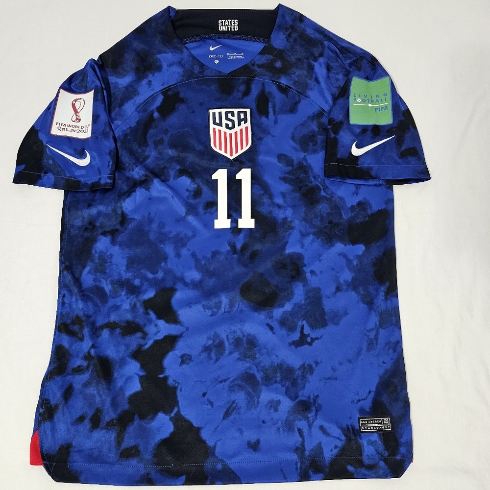 Nike USA 2022 World Cup Away Jersey #11 Blue Tie-Dye “STATES UNITED” Dri-FIT Men